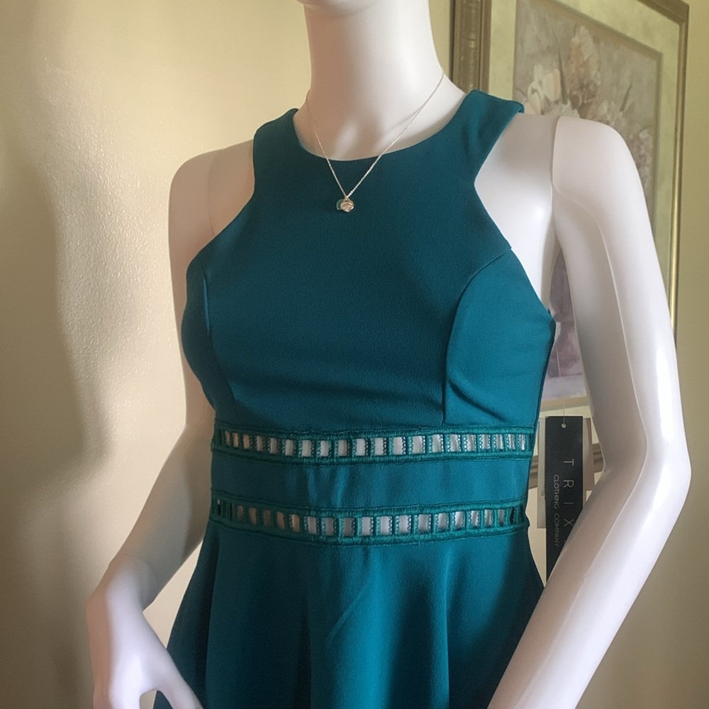 Trixxi Blue Sleeveless Halter Fit and Flare Mini Dress new! 221 - Picture 2 of 5